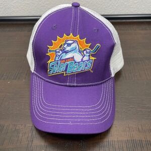 Orlando Solar Bears Hockey ECHL Team Trucker Hat Purple White Mesh Snapback Cap